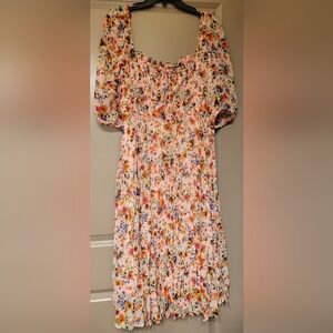 NEW BCBGeneration WOMENS DRESS - SQUARE NECK SMOCKED DRESS GARDEN FLORAL 16